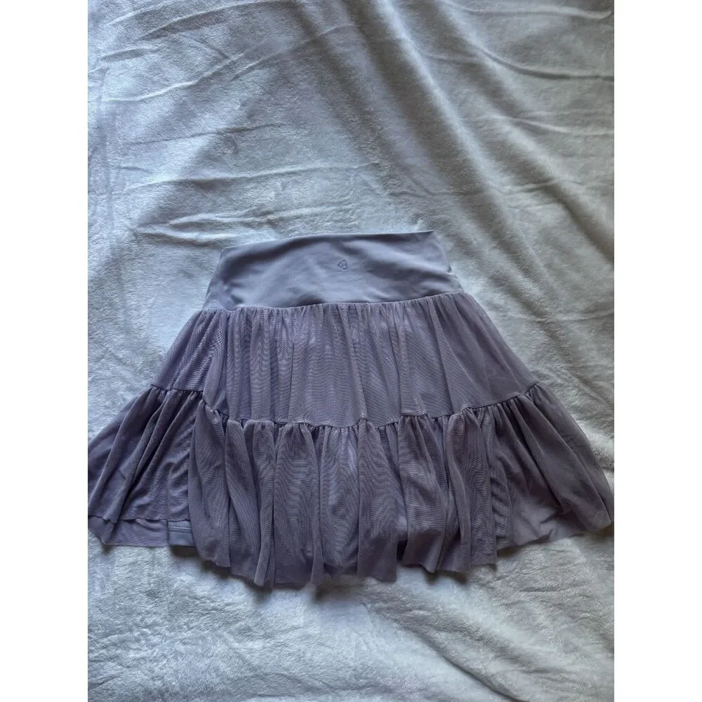 Blogilates Skort Womens S Purple Mesh Ruffle Tiered Tennis Athletic Skirt Shorts